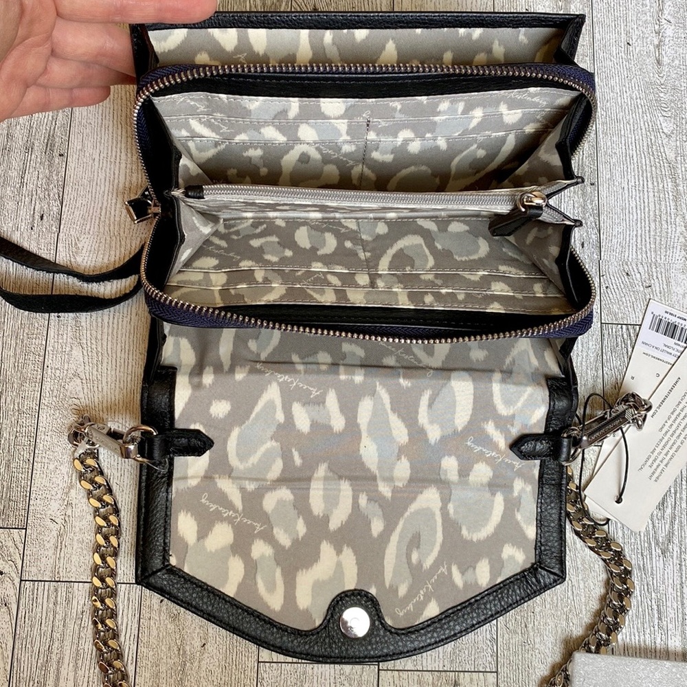 🌸🌿Aimee Kestenberg Delancey Floral Black Leather Wallet On a Chain - Picture 7 of 12